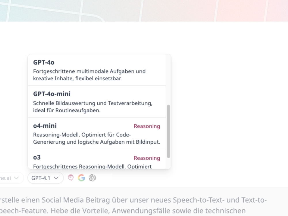 hermine.ai Chat Model selection