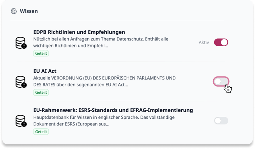 Wissen Einstellungen