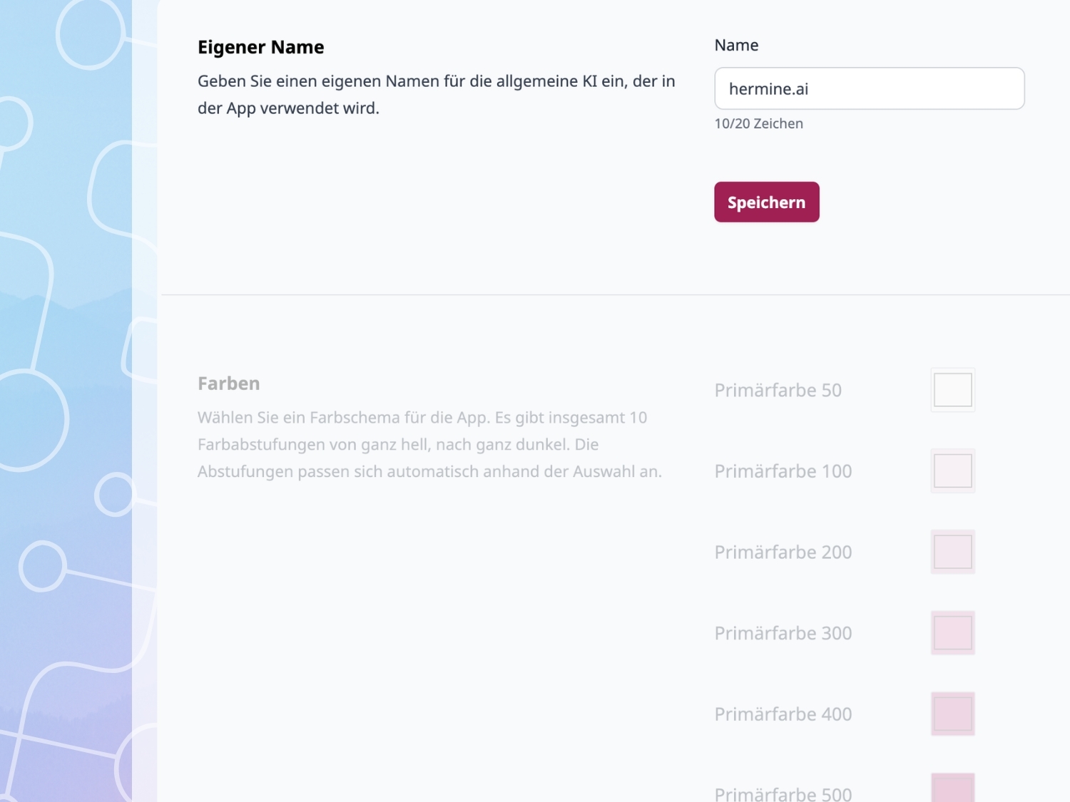 hermine.ai Individualisierung Eigener Name für die KI